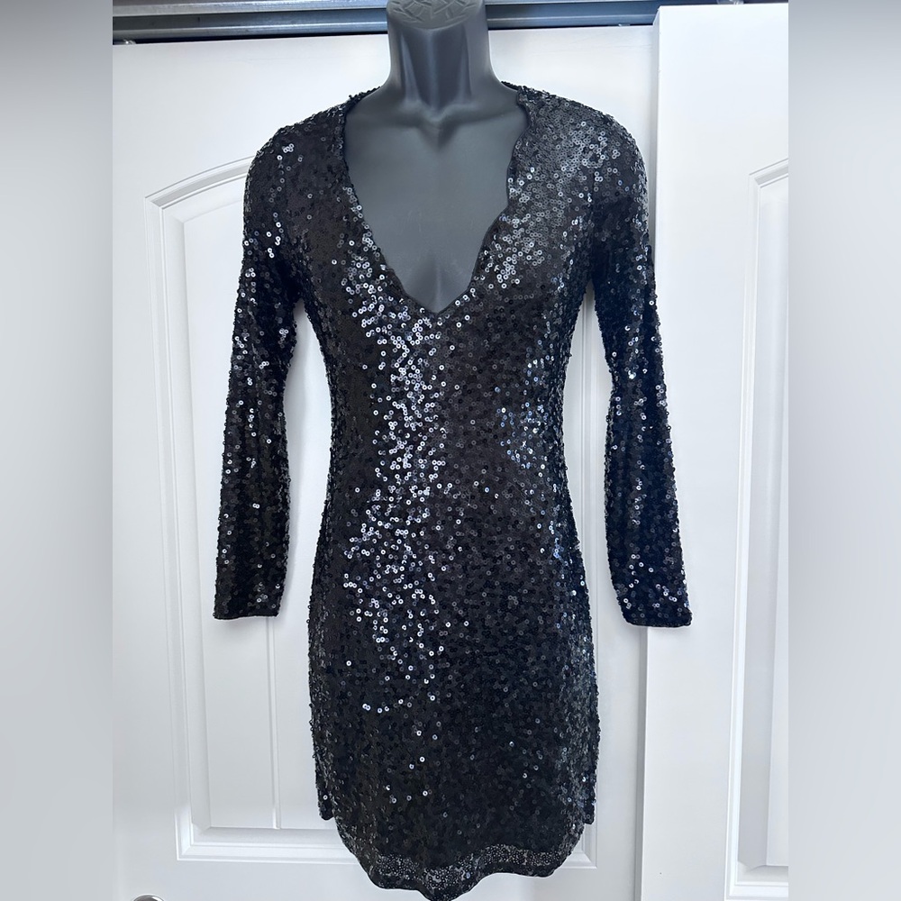 Express Little Black Sequin Dress